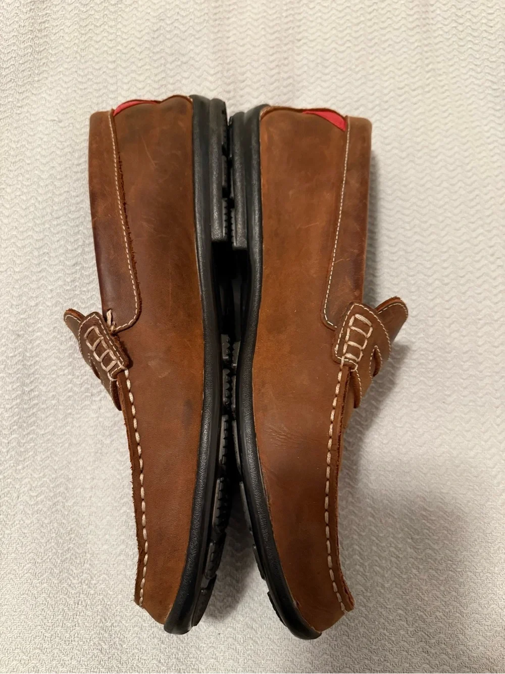 FootJoy Brown Leather Penny Loafers with Contrasting Stitch size 13